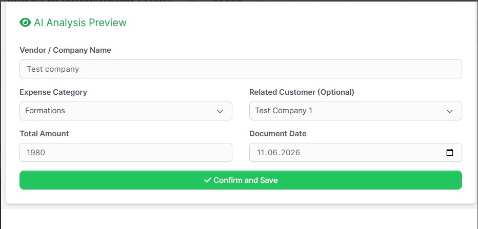 AI Expense Preview Form