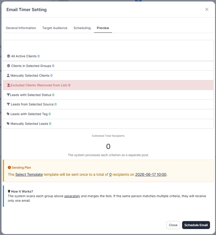Mail Timer - Preview and Summary