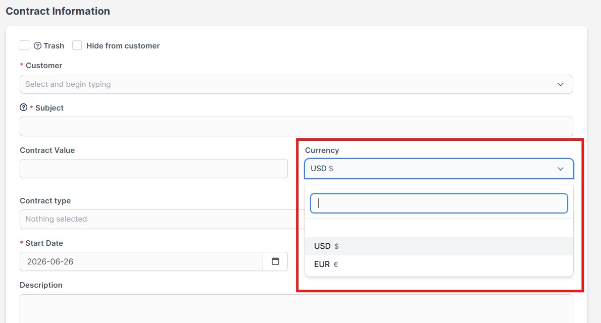 Contract Multi Currency