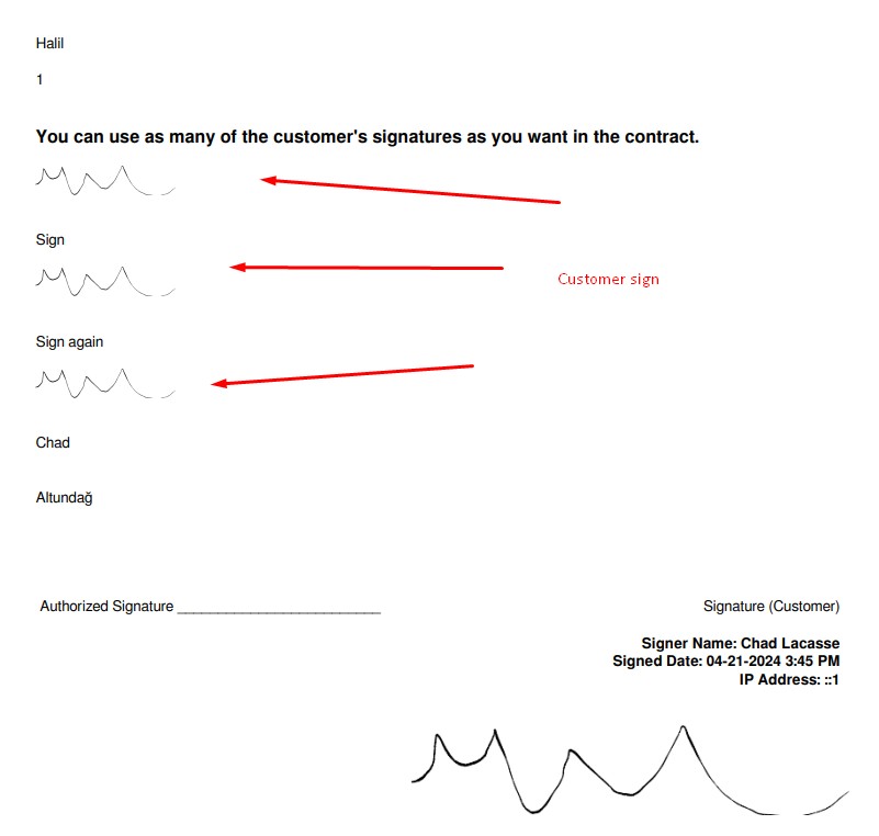 Contract Customer Signature