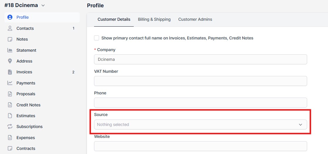 Customer Source