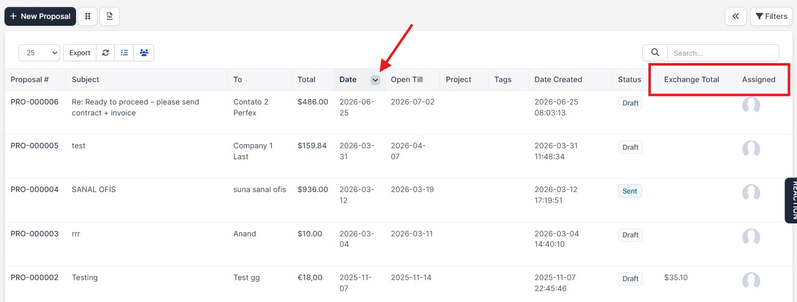 Proposal and Estimate Settings